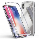 Wholesale iPhone Xr 6.1in Fully Protective Magnetic Absorption Technology Transparent Clear Case (Silver)